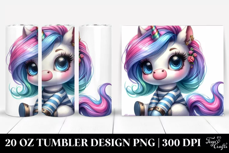 Cute Baby Unicorn with Cool Haircut 20 Oz Tumbler