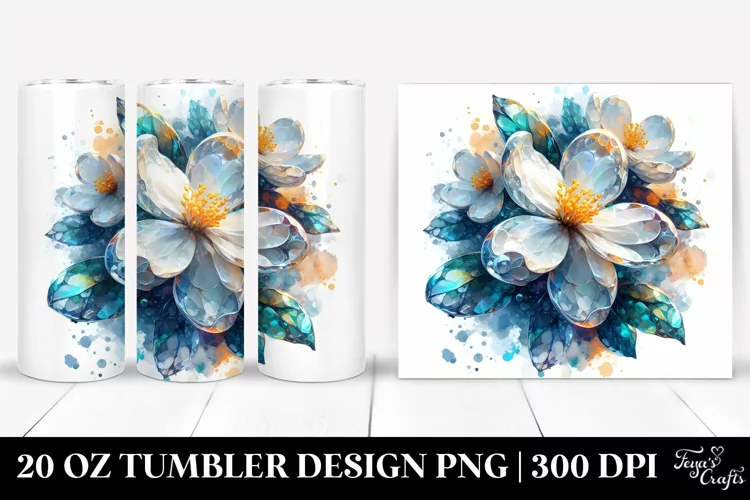 Abstract Shiny Jasmine Watercolor Splash | 20 Oz Tumbler