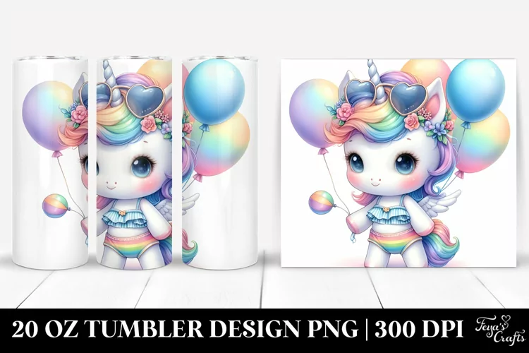 Cute Baby Unicorn Beachwear Baloons | 20 Oz Tumbler