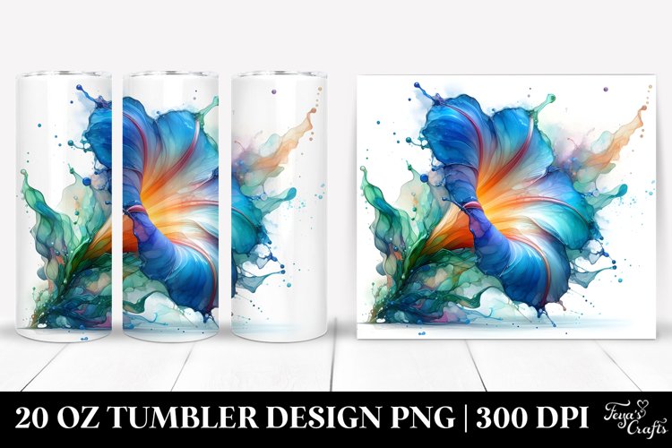 Abstract Glossy Morning Glory Watercolor | 20 Oz Tumbler example image 1