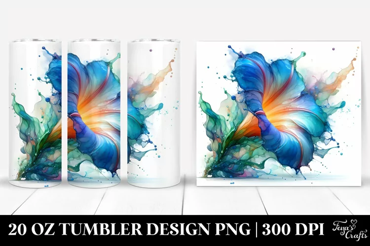 Abstract Glossy Morning Glory Watercolor | 20 Oz Tumbler