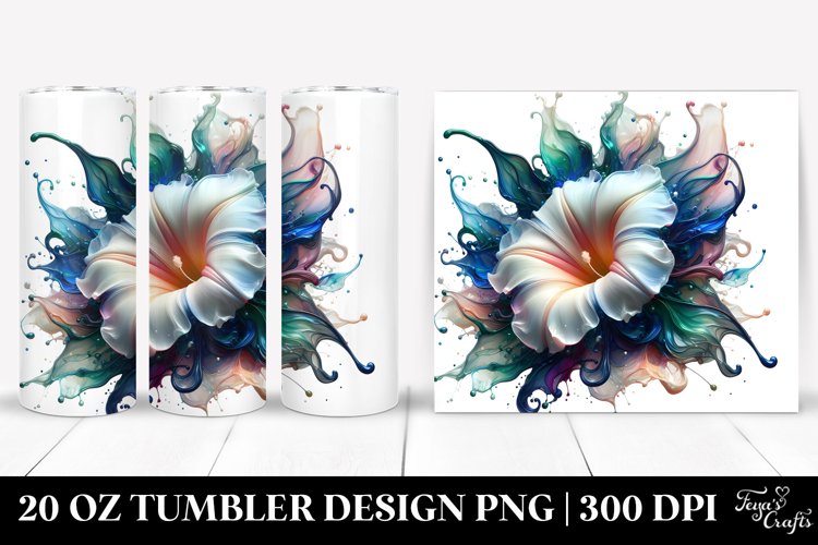 Abstract Glossy Morning Glory Watercolor | 20 Oz Tumbler example image 1