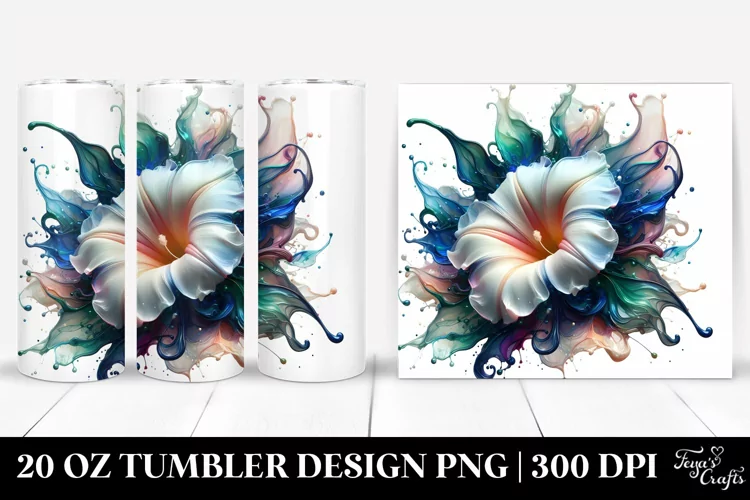 Abstract Glossy Morning Glory Watercolor | 20 Oz Tumbler