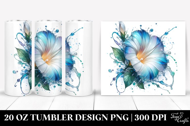 Abstract Glossy Morning Glory Watercolor | 20 Oz Tumbler example image 1