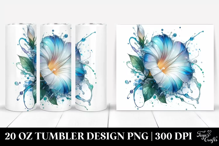 Abstract Glossy Morning Glory Watercolor | 20 Oz Tumbler