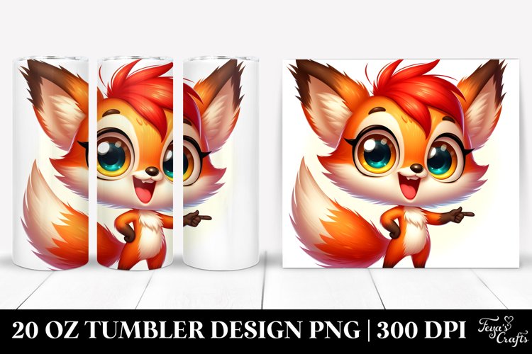 Colorful Baby Fox Cartoon | 20 Oz Tumbler example image 1