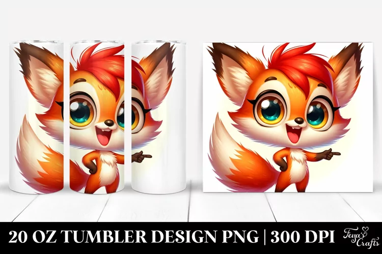 Colorful Baby Fox Cartoon | 20 Oz Tumbler