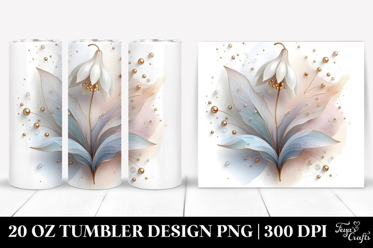 Abstract Glossy Snowdrop 20 Oz Tumbler example image 1