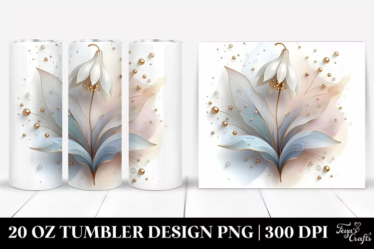 Abstract Glossy Snowdrop 20 Oz Tumbler