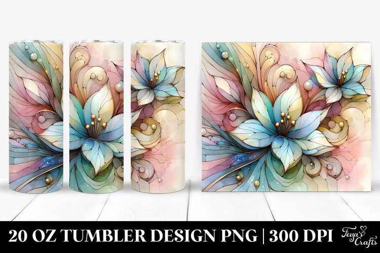 Abstract Stained Gardenia 20 Oz Tumbler example image 1