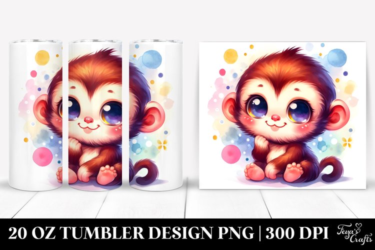 Colorful Baby Monkey Posed | 20 Oz Tumbler example image 1