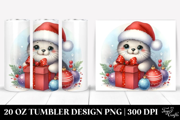 Adorable Seal Holding Gift 20 Oz Tumbler example image 1