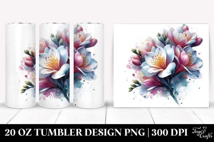 Watercolor Freesia Splash | 20 Oz Tumbler example image 1