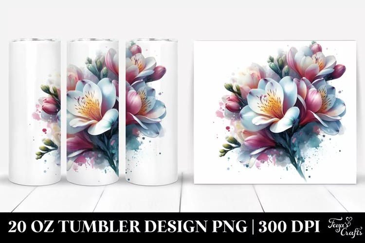 Watercolor Freesia Splash | 20 Oz Tumbler