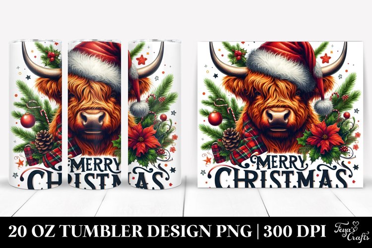 Merry Christmas Highland Cow 20 Oz Tumbler example image 1