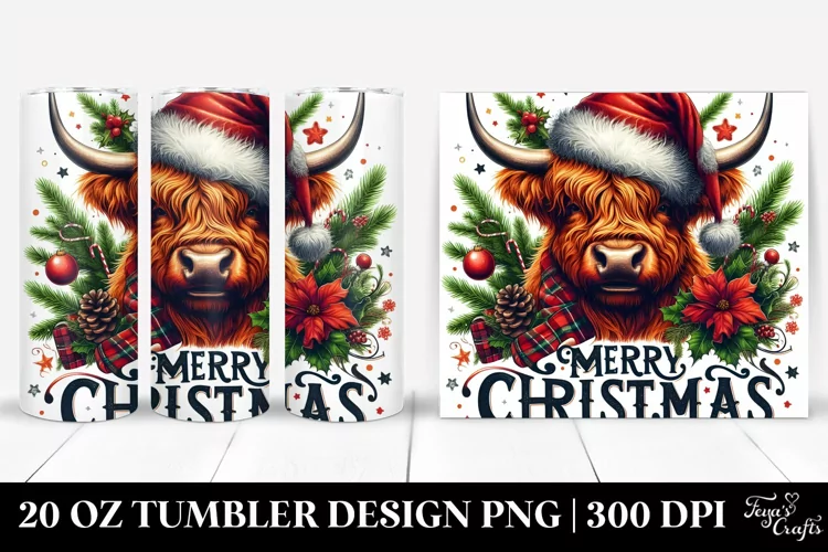 Merry Christmas Highland Cow 20 Oz Tumbler