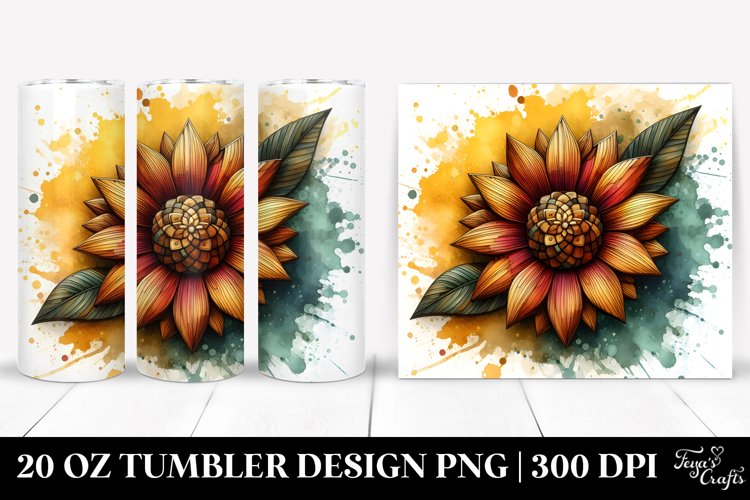 Abstract Stained Sunflower | 20 Oz Tumbler example image 1