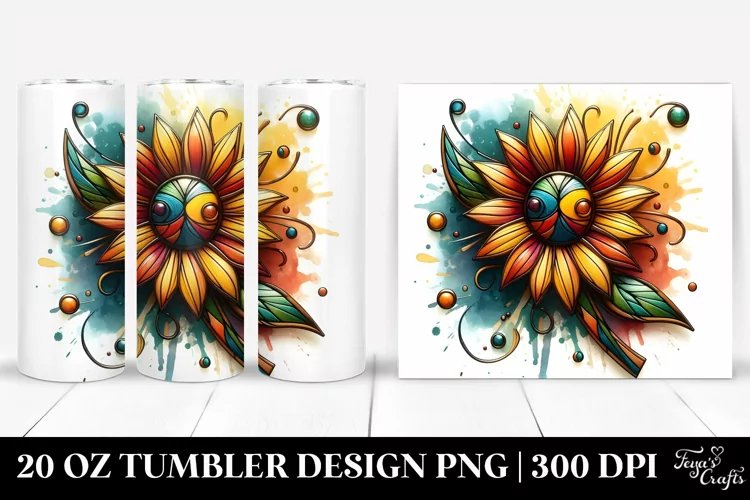 Abstract Stained Sunflower | 20 Oz Tumbler