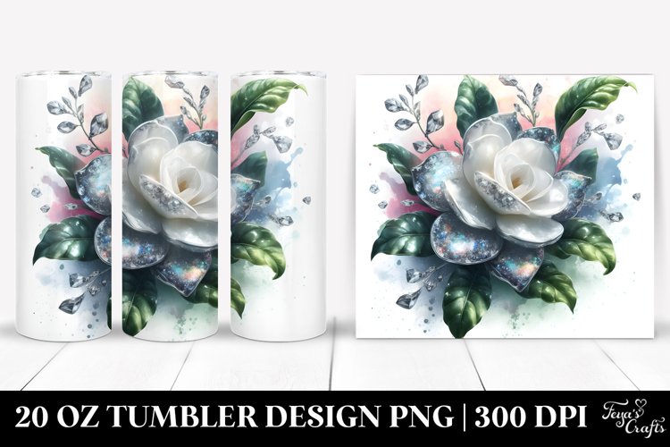 20 Oz Tumbler Sublimation | Shiny Gardenia Watercolor