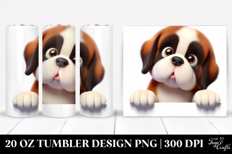 Colorful Cartoon Saint Bernard | 20 Oz Tumbler