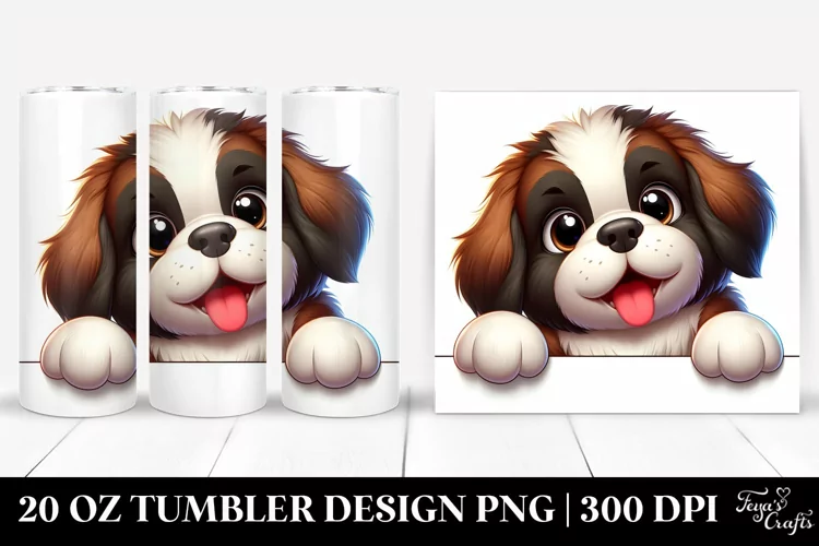 Colorful Cartoon Saint Bernard | 20 Oz Tumbler