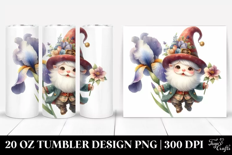 Cute Falling Gnome Watercolor | 20 Oz Tumbler