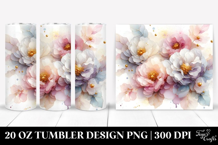 Shiny Peonies with Clipart 20 Oz Tumbler