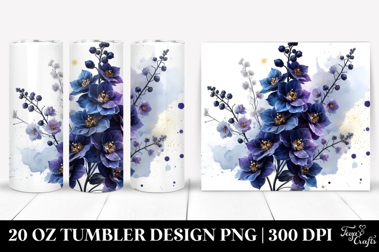 Glossy Delphinium with Golden Insertions | 20 Oz Tumbler example image 1