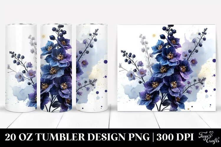 Glossy Delphinium with Golden Insertions | 20 Oz Tumbler