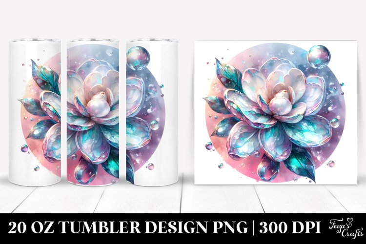 Abstract Shiny Gardenia Watercolor Tumbler example image 1