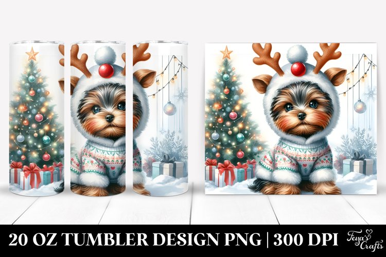 Baby Yorkshire Terrier with Christmas Lights 20 Oz Tumbler example image 1