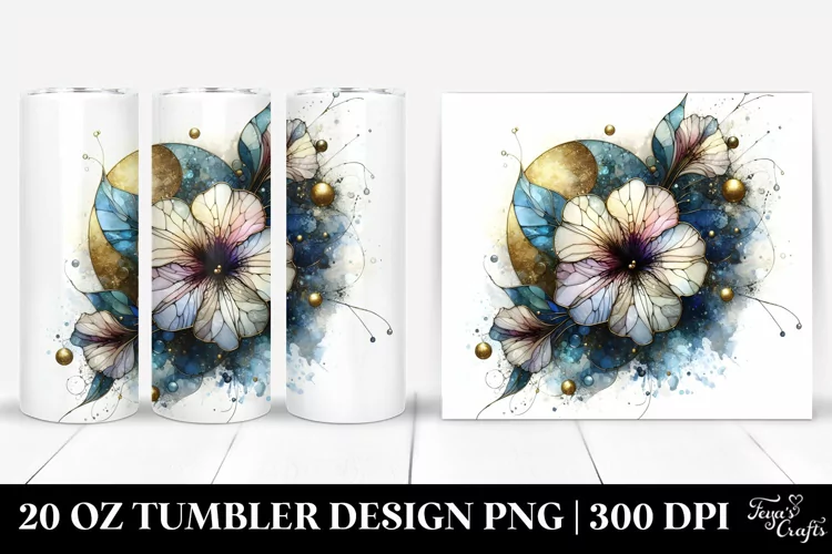 Abstract Stained Petunia Tumbler