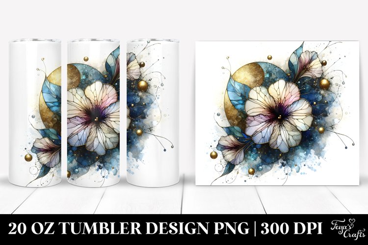 Abstract Stained Petunia Tumbler example image 1