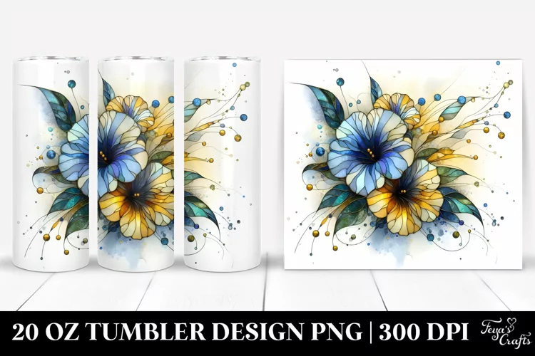 Abstract Stained Petunia Tumbler