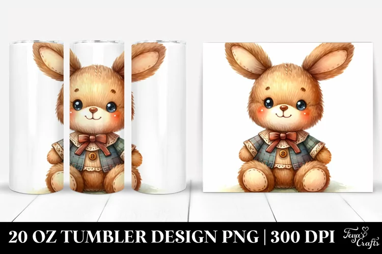 Smiling Cute Baby Plush Rabbit | 20 Oz Tumbler
