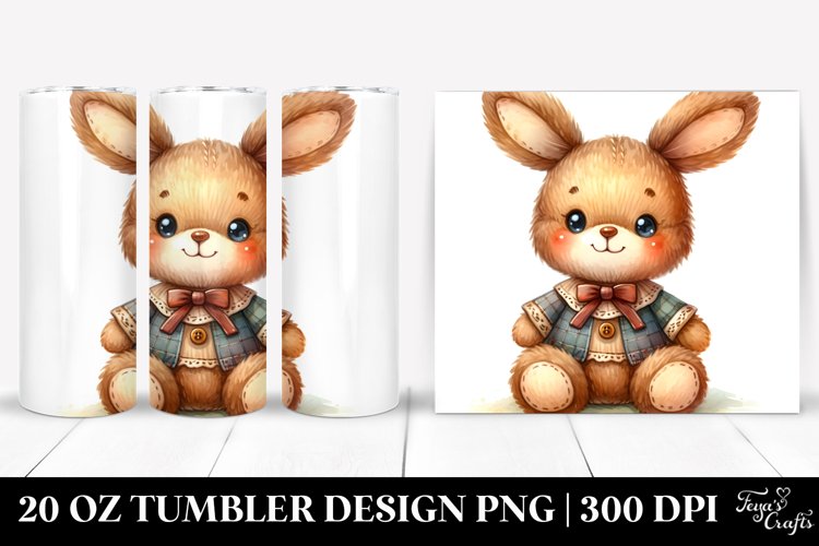Smiling Cute Baby Plush Rabbit | 20 Oz Tumbler example image 1
