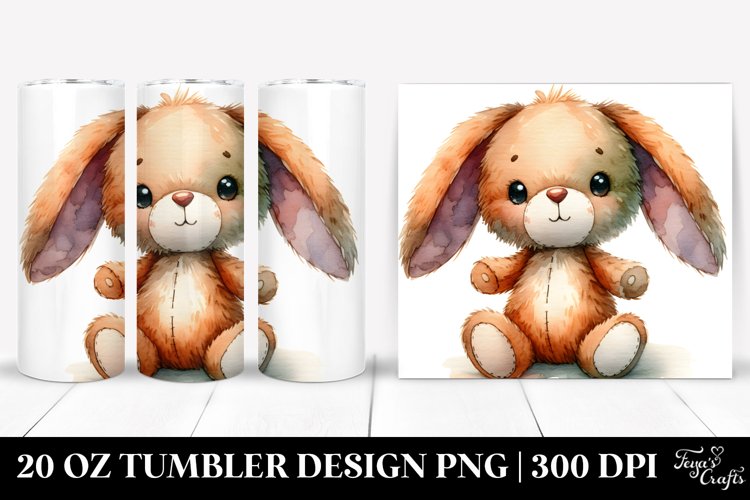 Smiling Cute Baby Plush Rabbit | 20 Oz Tumbler example image 1