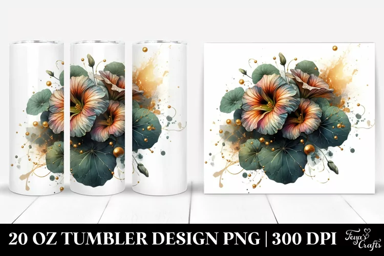 Shiny Nasturtium with Golden Insertions | 20 Oz Tumbler