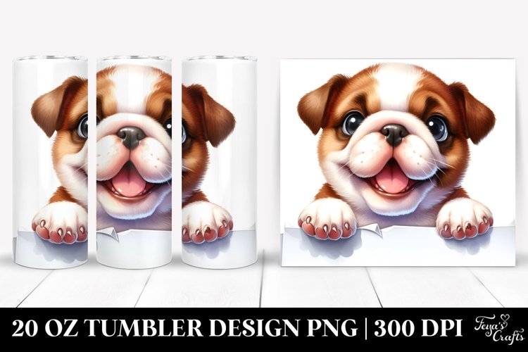 Cute Watercolor Funny Baby Bulldog