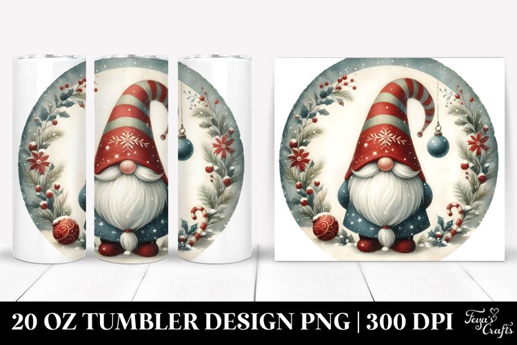 Christmas Gnome Vintage 20 Oz Tumbler example image 1