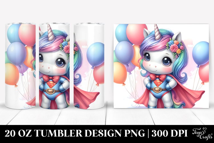 Baby Unicorn Posing as a Hero with Baloons | 20 Oz Tumbler