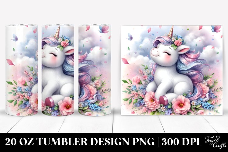 Cute Baby Unicorn Surrounded by Spring Petals | 20 Oz