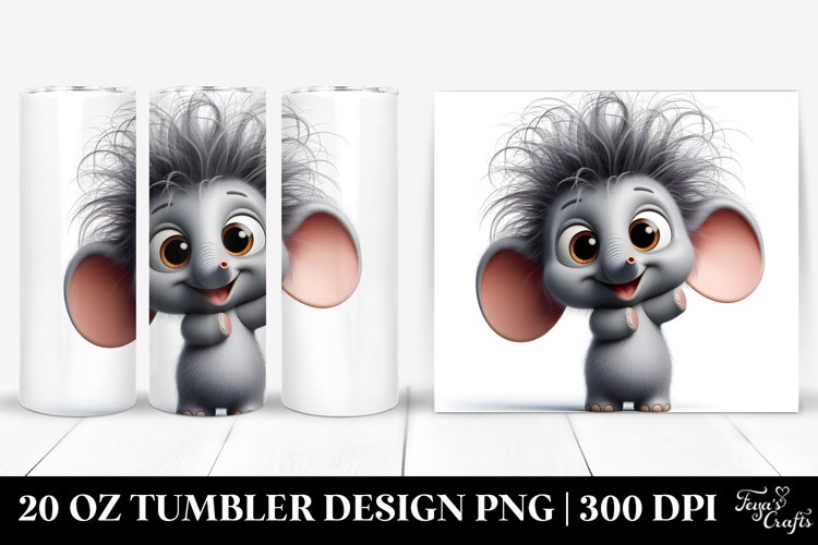Colorful Crazy Looking Baby Elephant | 20 Oz Tumbler example image 1