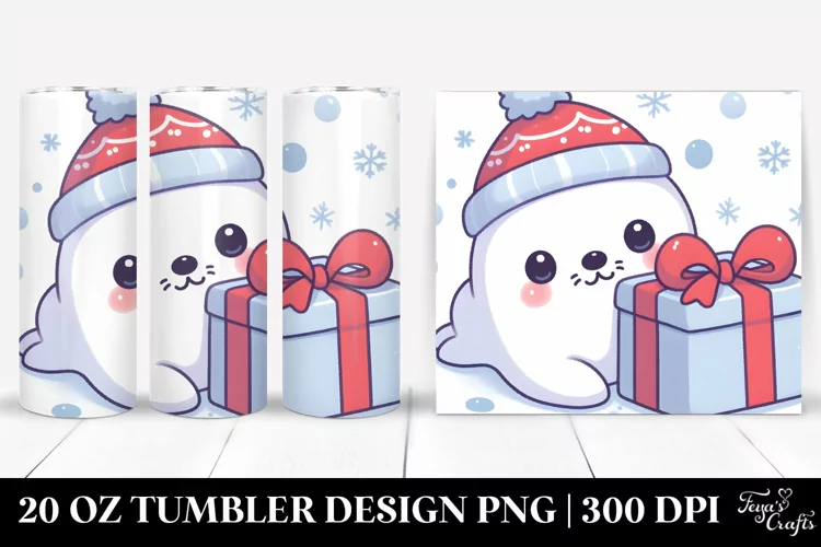 Cute Baby Seal Hiding Behind Gift 20 Oz Tumbler