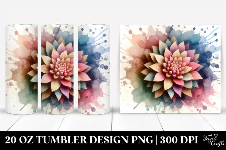 Abstract Pastel Wooden Small Stained Chrysanthemum 20 Oz