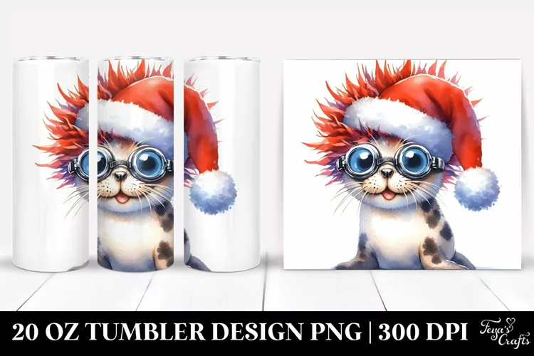 Baby Seal with Santa Hat, 20 Oz Tumbler