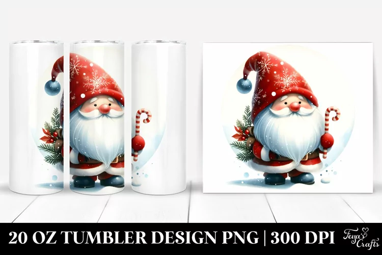 Retro Watercolor Christmas Gnome, 20 Oz Tumbler