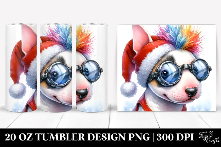 Expressive Bull Terrier with Santa Hat 20 Oz Tumbler example image 1