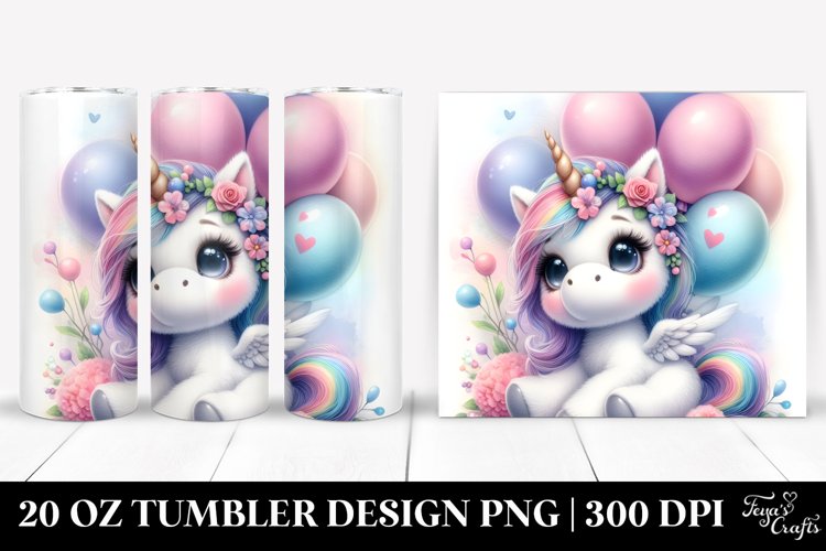 Baby Unicorn with Balloons | 20 Oz Tumbler