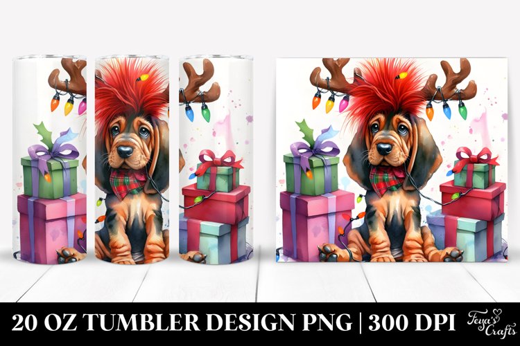 Expressive Bloodhound, Christmas 20 Oz Tumbler example image 1